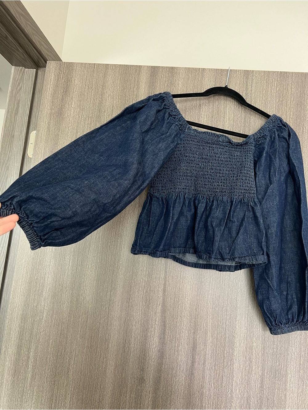 J. Crew Indigo Smocked Peasant Blouse jeans - Picture 4 of 4